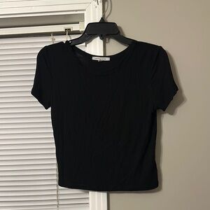 Black Women's Ribbed Crop Top
